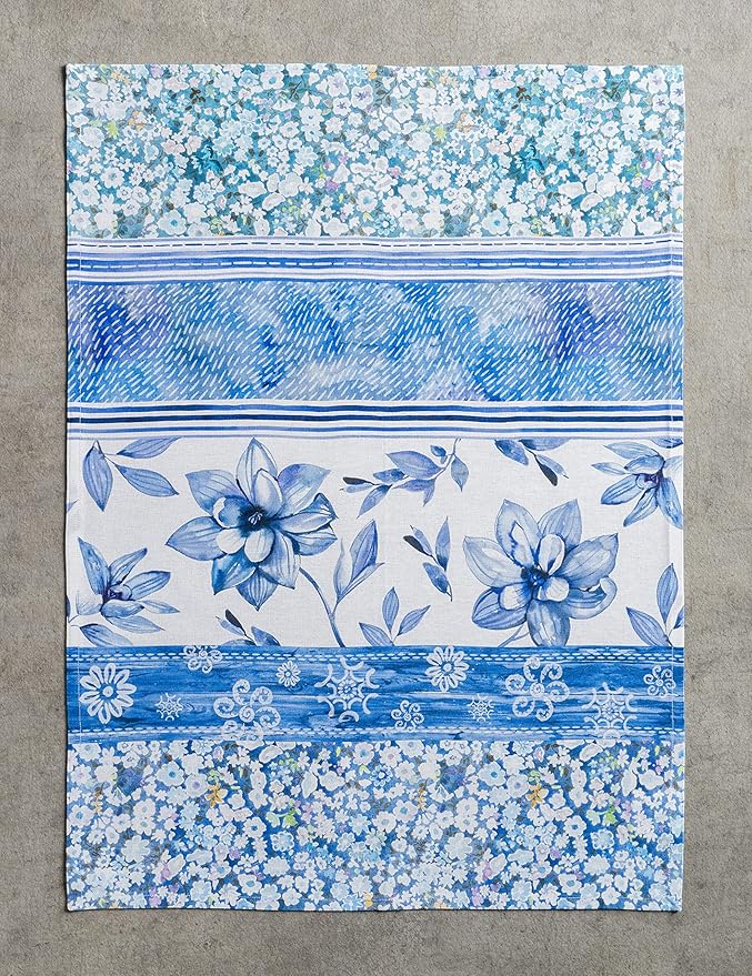 Maison d'Hermine Cotton Kitchen Towels Absorbent Summer Blues Set of 3 Spring Summer