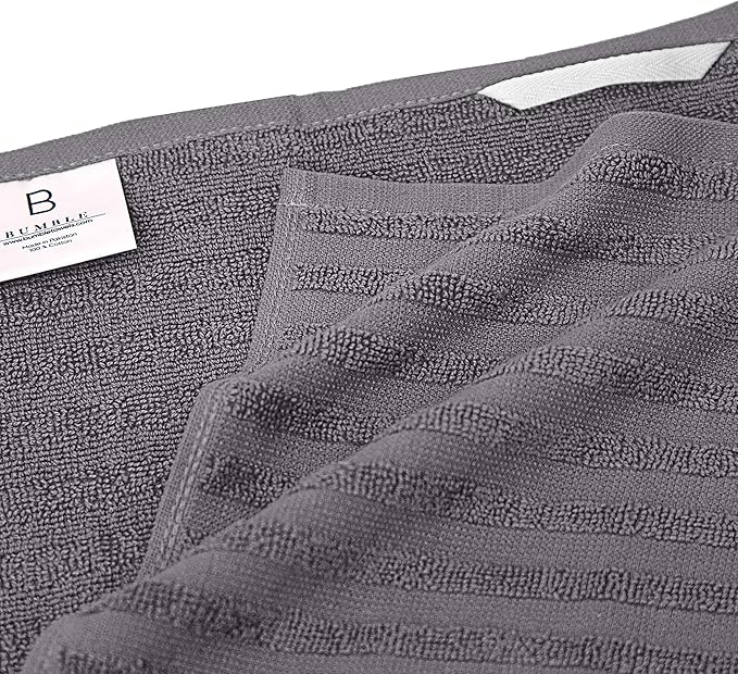 Premium Kitchen Towels 6 Pack Large Cotton Hand Towels Flat Terry Absorbent Tea Towels with Hanging Loop Gray 20x28