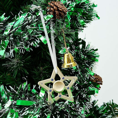 Matashi 24K Gold Plated Hanging Christmas Tree Star Ornament with Matashi Crystals, Christmas Decorations for Holiday Wedding Party Decoration, Tree Ornaments, Shiny, Metal Finish, Ribbons Included