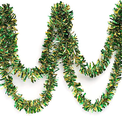 Anderson's Metallic Green & Gold Tinsel Twist Garland, 25ft Holiday Decoration, Christmas Tree Trim, Parade Float Decor, Party Supplies, Halloween, Graduation, Indoor/Outdoor Event Garland