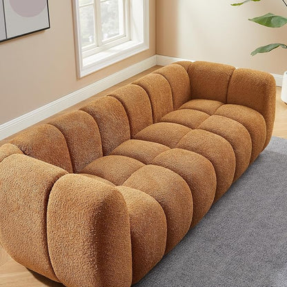 VANOMi 88" Oversized Boucle Sofa, Modern Upholstered Tufted Cloud Couch, Deep Seat Boucle Sofa,Cozy Modern 3 Seater Couch for Living Room, Bedroom, Apartment