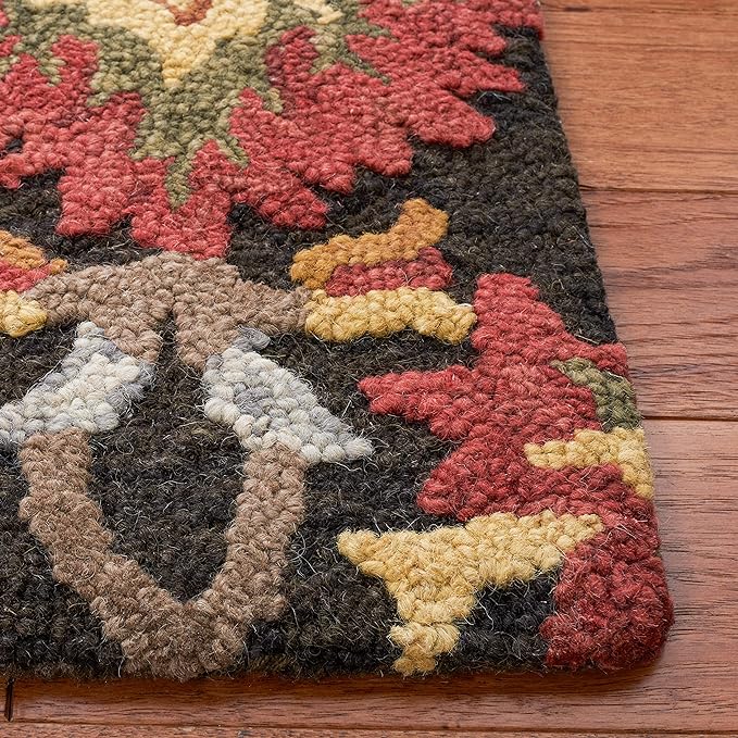 SAFAVIEH Blossom Collection Area Rug - 6' x 8', Charcoal & Multi, Handmade Wool, Ideal for The Living Room, Bedroom, Dining Room (BLM402H-68)