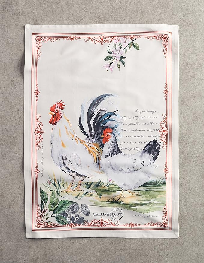 Maison d'Hermine Campagne 100% Cotton Kitchen Towels Basse Cour Set of 2 Absorbent Tea Bar Towels