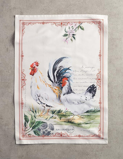 Maison d'Hermine Campagne 100% Cotton Kitchen Towels Basse Cour Set of 2 Absorbent Tea Bar Towels