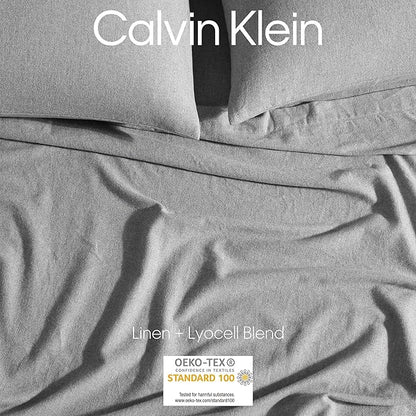 Calvin Klein - King Bed Sheets, Soft Melange Flannel Bedding Set with Deep Pockets, Oeko-TEX Certified (Melange Flannel Silver Grey, King)