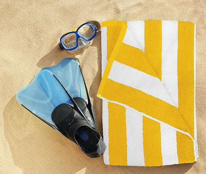 Utopia Towels 4 Pack Cabana Stripe Beach Towel Oversized 100% Ring Spun Cotton Beth Towels Highly Absorbent Quick, Yellow
