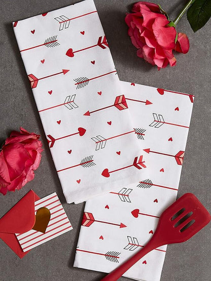 DII Valentine Kitchen Towels Set of 3 Arrow Collage 18x28 Dish Towels