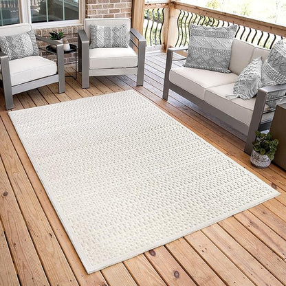 Orian My Texas House Boucle Quail Hallow Rug 5.2x7.6 Indoor Outdoor, Natural Grey