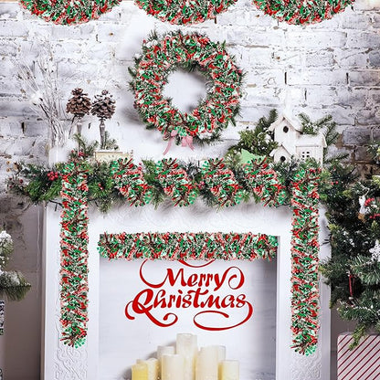 50 Ft Christmas Tinsel Garland Thick Tinsel Garland Xmas Tree Decorations Metallic Tinsel Twist Garland for Christmas, Birthday, Party Decor Indoor Outdoor Party Supplies