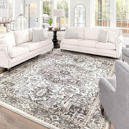 Orian Lone Star Belle Runner Rug 2x7.6 Traditional Floral Medallion, Natural Grey