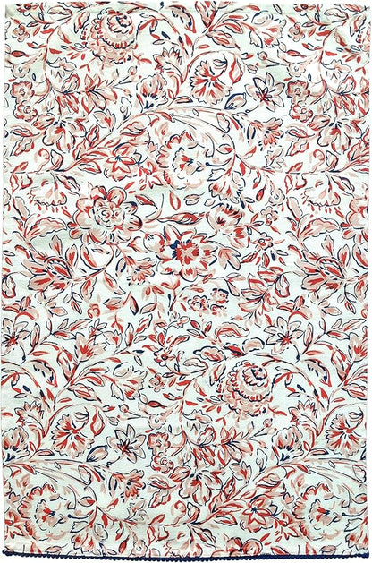 TARAN LIVING Printed Kitchen Dish Bar and Tea Towels Cotton, 18x28 inch with Trims, Cotton Dish Towel Sets (White & Peach, Set of 4)