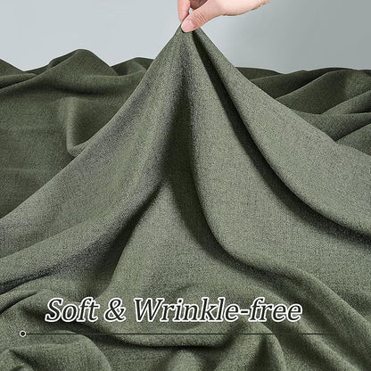 RAIN CITY Long Sheer Pleated Curtains 108 Inch Long 2 Panels, Back Tab Pinch Pleat Drapes for Track System with Hooks, Light Filtering Spring Winodw Curtains for Living Room 42x108-Loden/Olive Green