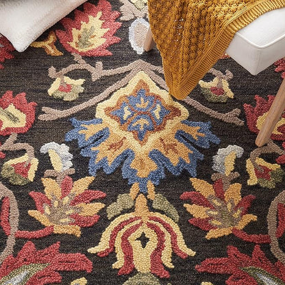 SAFAVIEH Blossom Collection Runner Rug - 2'3" x 12', Charcoal & Multi, Handmade Wool, Ideal for High Traffic Areas in Living Room, Bedroom (BLM402H)