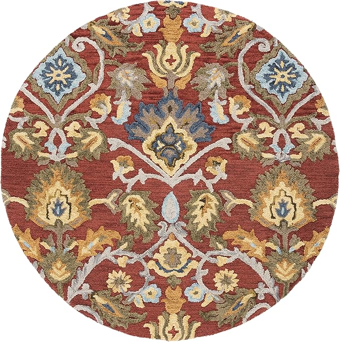 SAFAVIEH Blossom Collection Accent Rug - 4'6" x 6'6" Oval, Red & Multi, Handmade Wool, Ideal for The Living Room, Bedroom, Dining Room (BLM402Q-5OV)