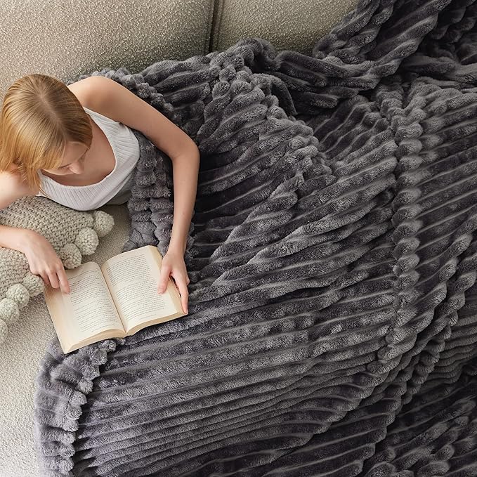 Bedsure GentleSoft Grey Fleece King Blanket for - Cozy Soft Blankets for Women, Cute Small Throws for Girls, 108x90 Inches