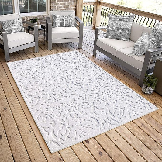 My Texas House Lady Bird Area Rug 5.2x7.6 Indoor Outdoor, Natural