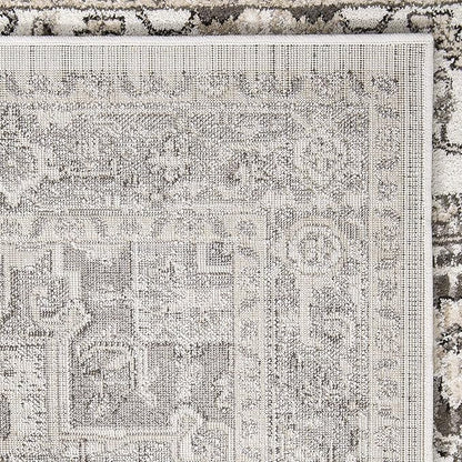 Orian Lone Star Belle Runner Rug 2x7.6 Traditional Floral Medallion, Natural Grey