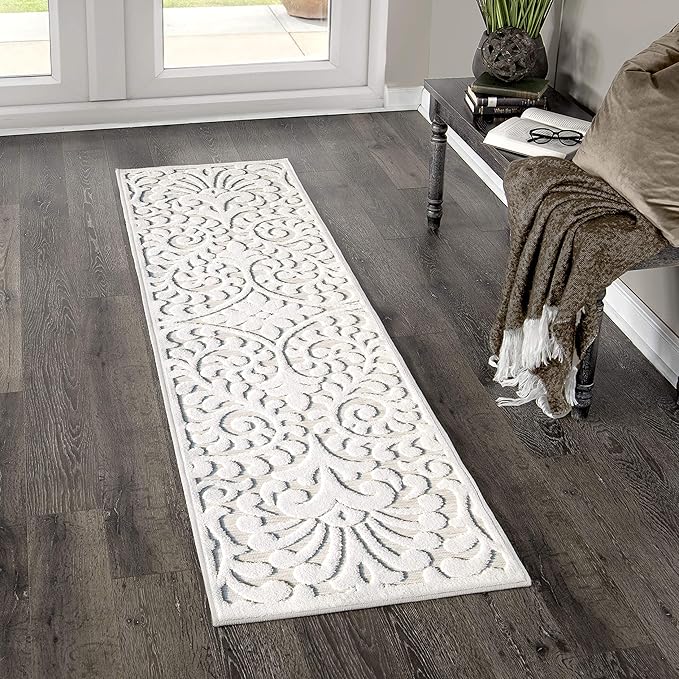 My Texas House Bluebonnets Runner Rug 1.11x7.6 Indoor Outdoor, Natural Driftwood