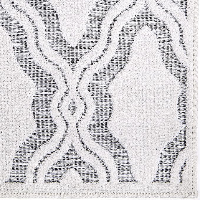 My Texas House Cotton Blossom Rug 7.9x10.10 Rectangle High-Low Geometric Indoor Outdoor, Natural Grey