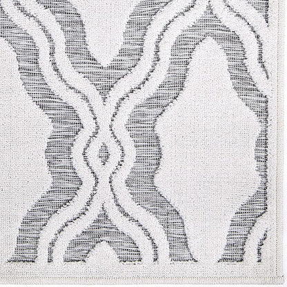 My Texas House Cotton Blossom Rug 7.9x10.10 Rectangle High-Low Geometric Indoor Outdoor, Natural Grey