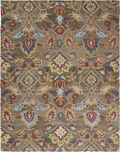 SAFAVIEH Blossom Collection 6' x 9' Green/Multi BLM402B Handmade Premium Wool Area Rug