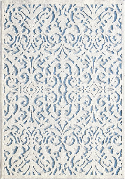 My Texas House Lady Bird Area Rug 7.9x10.10 Indoor Outdoor, Natural Harbor Blue