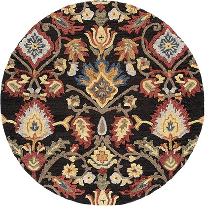 SAFAVIEH Blossom Collection Accent Rug - 4'6" x 6'6" Oval, Charcoal & Multi, Handmade Wool, Ideal for The Living Room, Bedroom, Dining Room (BLM402H-5OV)