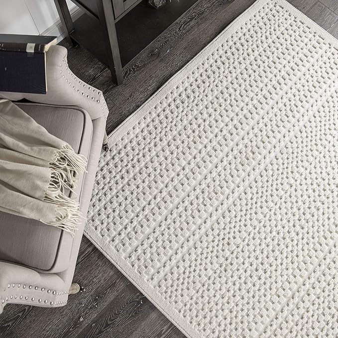 My Texas House Quail Hallow Rug 3.11x5.5 Rectangle High-Low Geometric Indoor Outdoor, Natural