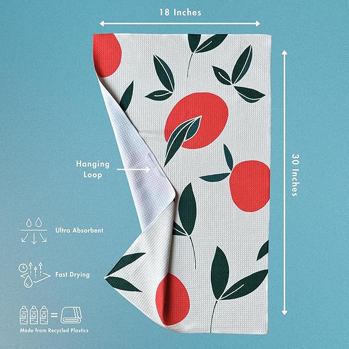 HONED Kitchen Dish Towels Set Lightweight Absorbent Decorative Tea Towels Quick Dry Waffle Towels 18x30 Microfiber