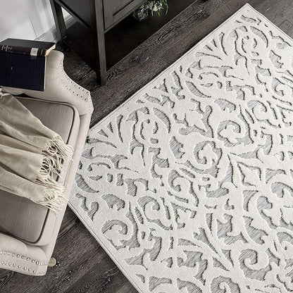 My Texas House Lady Bird Area Rug 6.6x9.6 Indoor Outdoor, Natural Grey