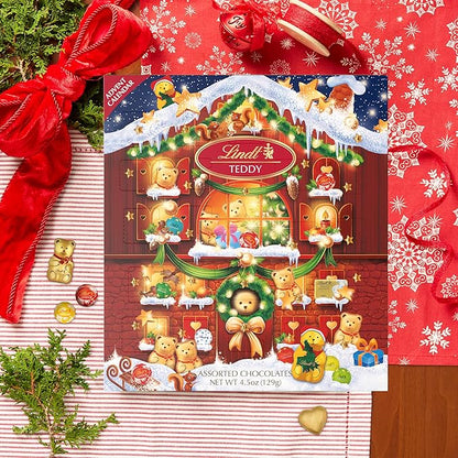 Lindt Holiday Teddy Bear Chocolate Candy Advent Calendar, 4.5 oz.