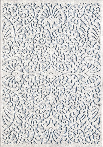 My Texas House Bluebonnets Area Rug 7.9x10.10 Indoor Outdoor, Natural Blue