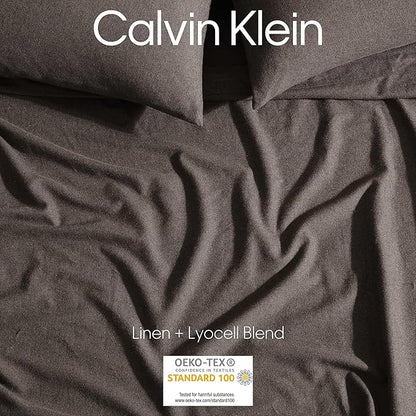 Calvin Klein - King Bed Sheets, Soft Melange Flannel Bedding Set with Deep Pockets, Oeko-TEX Certified (Melange Flannel Chocolate Brown, King)