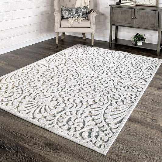 My Texas House Bluebonnets Area Rug 7.9x10.10 Indoor Outdoor, Natural Driftwood
