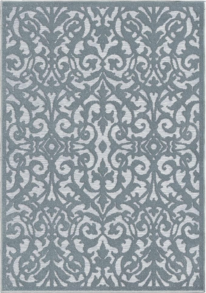 My Texas House Lady Bird Area Rug 7.9x10.10 Indoor Outdoor, Harbor Blue