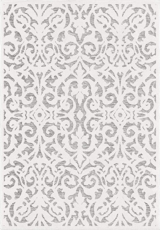 Orian My Texas House Lady Bird Rug 1.11x3 Rectangle High-Low Floral Indoor Outdoor, Natural Grey