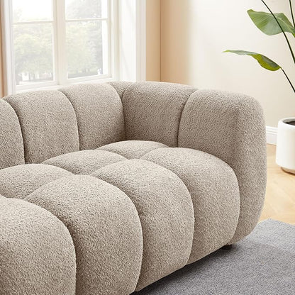 VANOMi 88" Oversized Boucle Sofa, Modern Upholstered Tufted Cloud Couch, Deep Seat Boucle Sofa,Cozy Modern 3 Seater Couch for Living Room, Bedroom, Apartment
