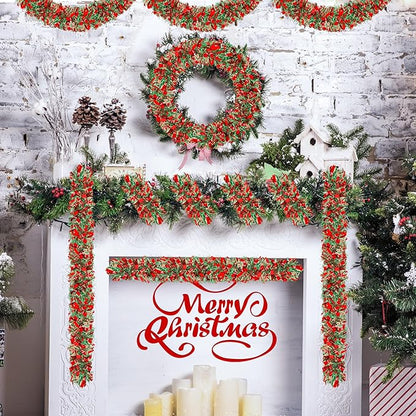 50 Ft Christmas Tinsel Garland Thick Tinsel Garland Xmas Tree Decorations Metallic Tinsel Twist Garland for Christmas, Birthday, Party Decor Indoor Outdoor Party Supplies