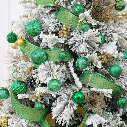 Christmas Ball Ornaments Red Green Gold Christmas Tree Decorations with Hang Rope-36pcs Shatterproof Christmas Ornaments Set with 6 Styles in 3 Sizes(Small Medium Large)
