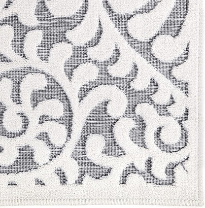 My Texas House Bluebonnets Area Rug 5.2x7.6 Indoor Outdoor, Natural Grey