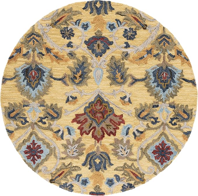 SAFAVIEH Blossom Collection Accent Rug - 4'6" x 6'6" Oval, Gold & Multi, Handmade Wool, Ideal for The Living Room, Bedroom, Dining Room (BLM402D-5OV)