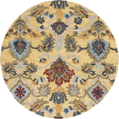 SAFAVIEH Blossom Collection Accent Rug - 4'6" x 6'6" Oval, Gold & Multi, Handmade Wool, Ideal for The Living Room, Bedroom, Dining Room (BLM402D-5OV)
