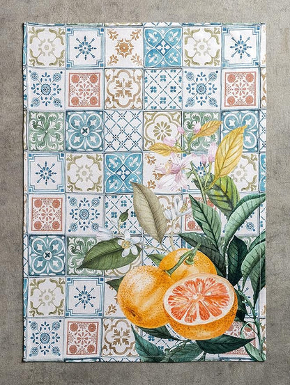 Maison d'Hermine Dish Towels 100% Cotton Absorbent Agrume Set of 3 Spring Summer