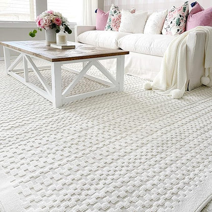 My Texas House Quail Hallow Rug 5.2x7.6 Geometric High-Low Indoor Outdoor, Natural