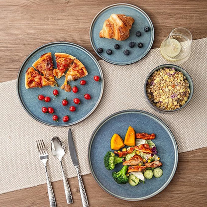 AmorArc Ceramic Dinnerware Sets, Handmade Reactive Glaze Stoneware Plates and Bowls Sets,Highly Chip and Crack Resistant | Dishwasher & Microwave Safe Dishes Set, Service for 4 (12pc)