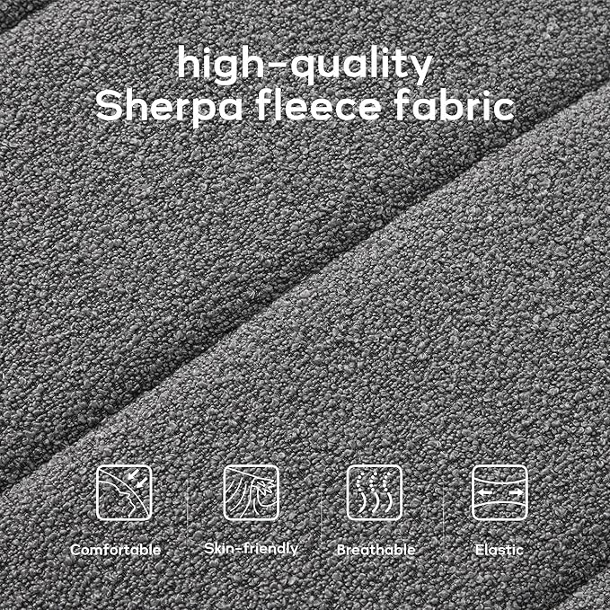 52.7" Bedroom Bench for End of Bed, Modern Upholstered Teddy Fabric Entryway Bench & Dining Bench, Footrest Stool Bench with Solid Wood Frame for Bedroom, Living Room (Grey)