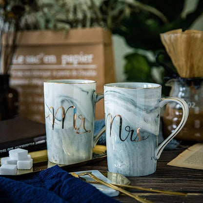 Jumway Mr and Mrs Coffee Mugs - Wedding Gifts - Mr and Mrs Mugs Set - for Bride and Groom - Gifts for Bridal Shower Engagement Wedding and Married Couples Anniversary - 14 Oz Grey