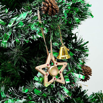 Matashi Rose Gold Hanging Christmas Tree Star Ornament Crystals, Christmas Decorations for Holiday Wedding Party Decoration, Tree Ornaments, Shiny, Metal Finish, Ribbons Included