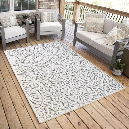My Texas House Bluebonnets Area Rug 5.2x7.6 Indoor Outdoor, Natural Driftwood