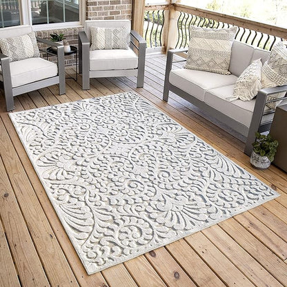 My Texas House Bluebonnets Area Rug 3.11x5.5 Indoor Outdoor, Natural Driftwood